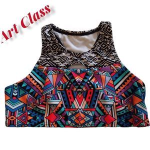 Art Class Girl's Multicolor Geometric Swimsuit Top Size 7-8